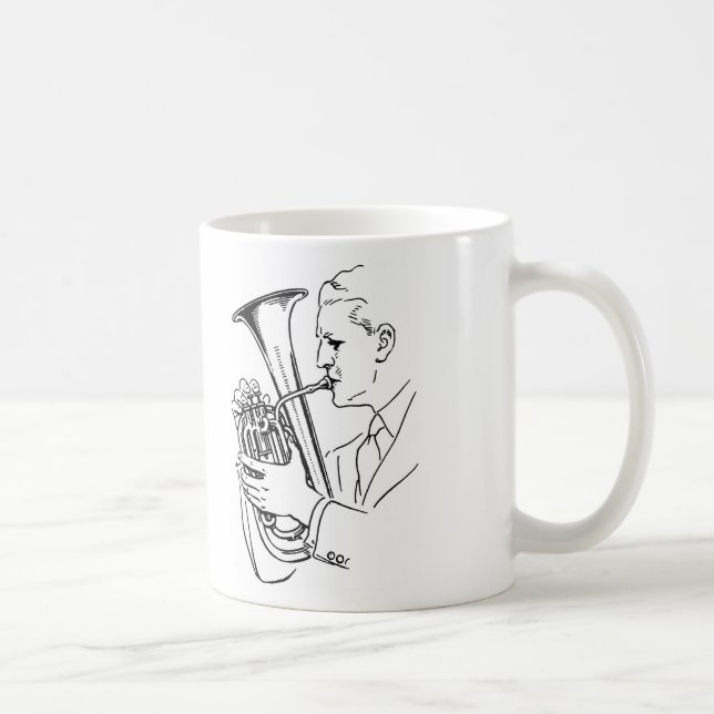 Caneca De Café Homem Tocando Instrumento Musical Eufônio (Direita)