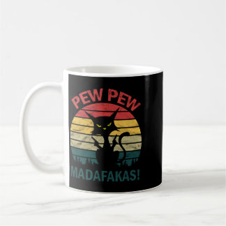 Caneca De Café Homens Camisa Preta Divertida Gato Maluco Kitty - 