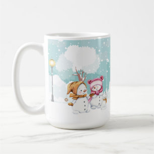 Caneca De Café Homens De Neve Se Reunindo E Jogando Na Época De F