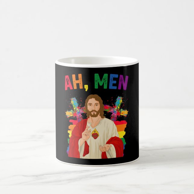 Caneca De Café Homens Engraçados LGBT Orgulho gay Jesus Cristão (Centro)