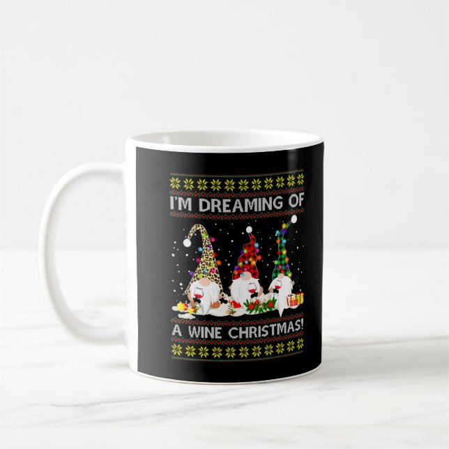Caneca De Café Homens Estou Sonhando Com Um Natal Vinho Gnomos Fe (Esquerda)