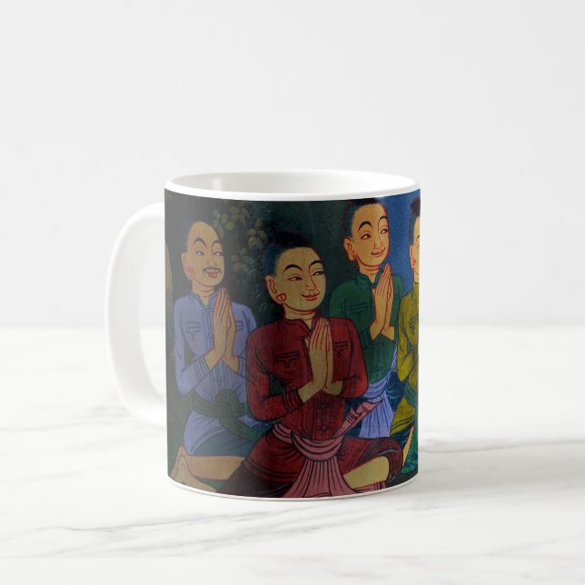 Caneca De Café Homens na Oração: Fé e Cultura (Frente Esquerda)