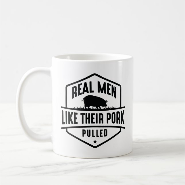 Caneca De Café Homens Reais Gostam De Sua Carne Puxada (Esquerda)