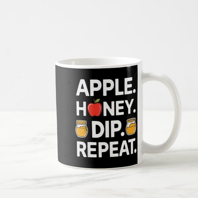 Caneca De Café Honey Dip Repeat Funny Rosh Hashanah Jewish New Ye (Direita)