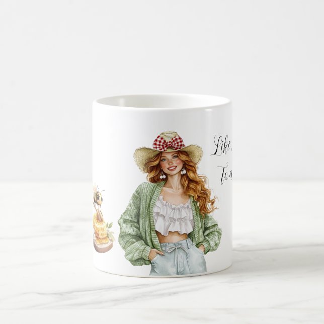 Caneca De Café Honey to a Bee Redhead Hat Green Sweater (Centro)