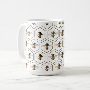 Caneca De Café Honeycomb e Abelhas de mel ocidentais