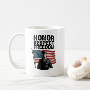 Caneca De Café Honrando Heroes Veteran Day Design Patriótico