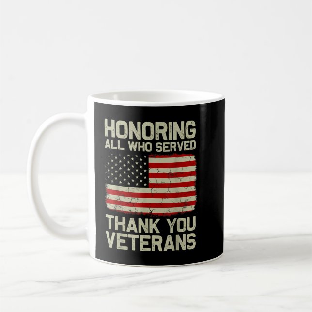 Caneca De Café Honrando Todos Que Serviram Obrigado Veteranos Vet (Esquerda)