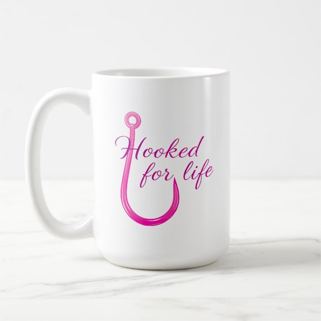 Caneca De Café Hooked for Life Pink Fishing Hook (Esquerda)