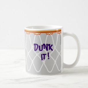 Caneca De Café Hoop Net_Dunk de basquetebol!_cinza