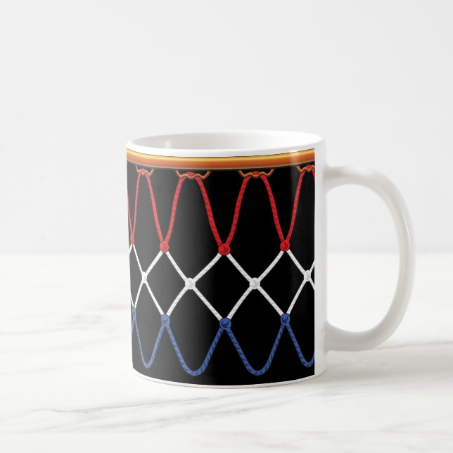 Caneca De Café Hoop Net_red de basquetebol,branco,equipe azul (Direita)