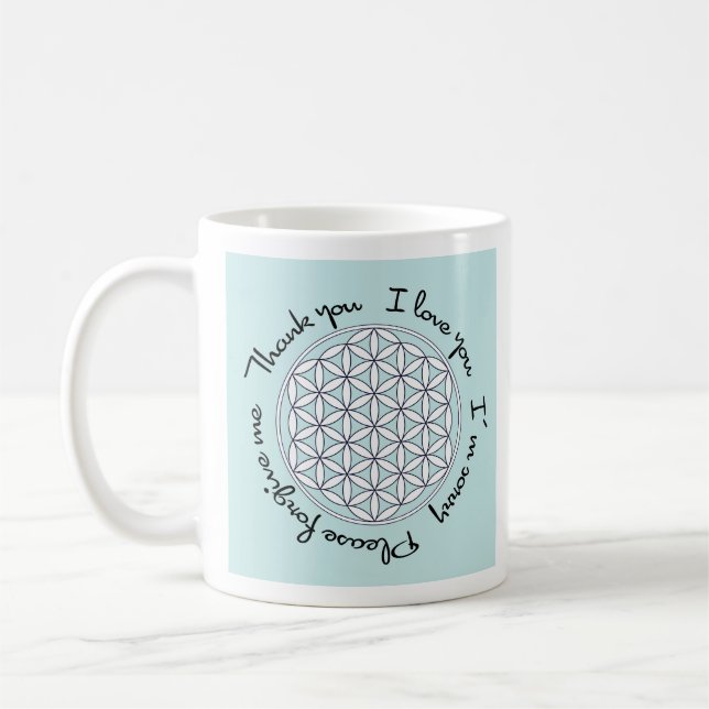 Caneca De Café Ho'oponopono e Flor da Vida (Esquerda)