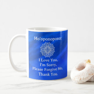 Caneca De Café Ho'oponopono Perdão Mandala Azul Ombre