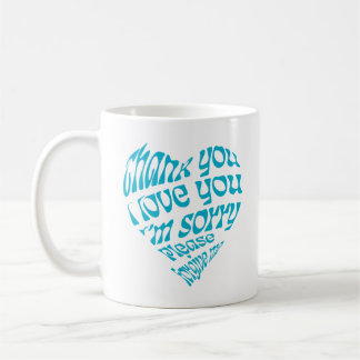 Caneca De Café Ho'oponopono Texto em Forma de Coração