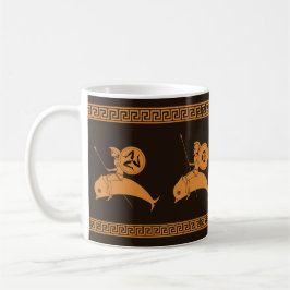 Caneca De Café Hoplites montando golfinhos na antiga arte grega d