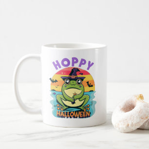 Caneca De Café Hoppy Halloween, Adorável Sapo de Cartoon Bonito