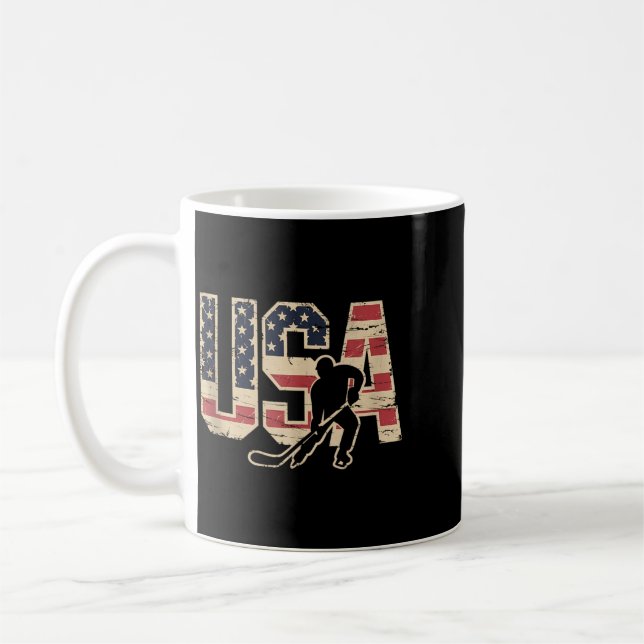 Caneca De Café Hóquei da Bandeira Americana (Esquerda)
