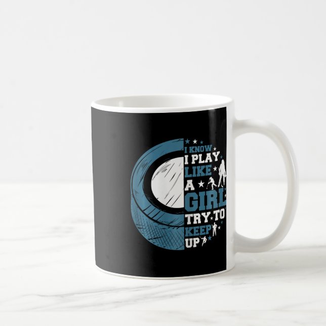 Caneca De Café Hóquei no Gelo Engraçado Eu Sei que Eu Jogo Como U (Direita)
