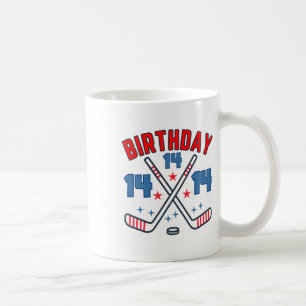 Caneca De Café Hóquei no Gelo Quatorze Aniversário Menino 14º Fes