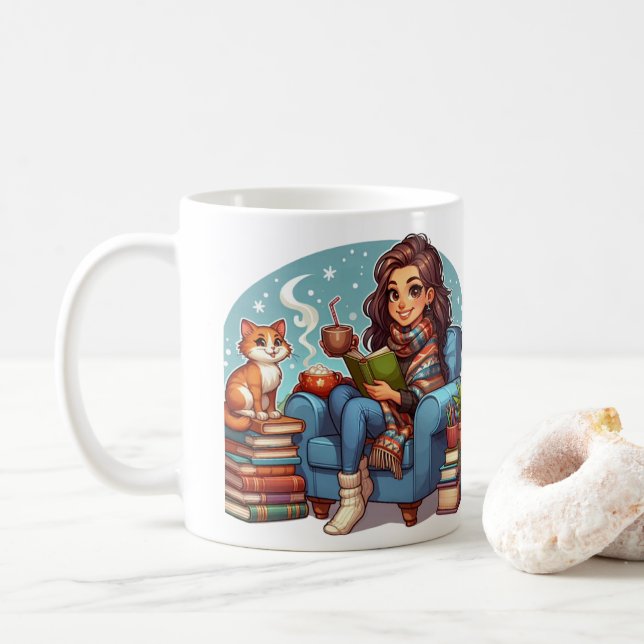 Caneca De Café Hora de Leitura de Cozy (Com Donut)