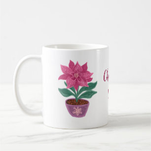 Caneca De Café Hora de Natal Poinsettia no pote de flores Mug