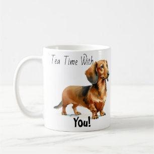 Caneca De Café Hora do Chá com você! Dachshund Cute