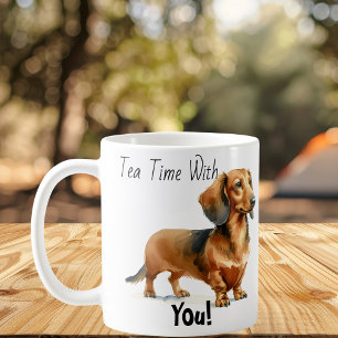 Caneca De Café Hora do Chá com você! Dachshund Cute
