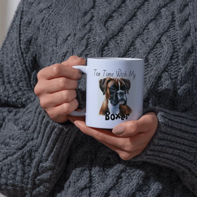 Caneca De Café Hora do Chá dos Browns Fofinhos Com o Meu Boxer (Criador carregado)