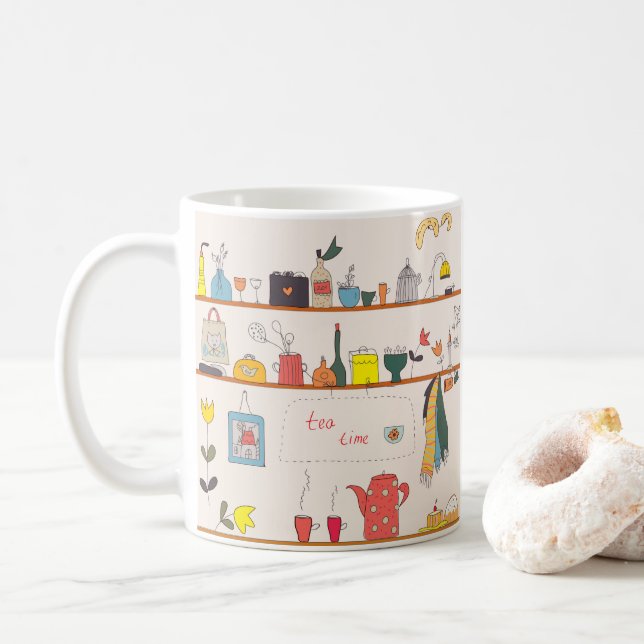 Caneca De Café Hora do Chá na Cozinha (Com Donut)