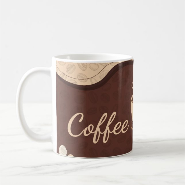 Caneca De Café Horário de Café Mínimo Castanho e Creme (Esquerda)
