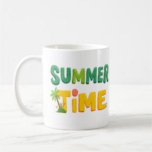 Caneca De Café Horário de Verão - Horário de Verão com Palm Tree