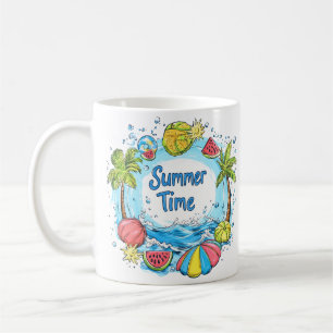 Caneca De Café Horário de Verão - Ilustração de Praia da Hora de 