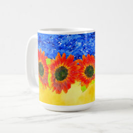 Caneca De Café Horário do Girassol Amarelo Azul Ucrânia