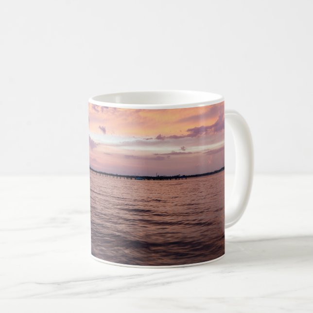 Caneca De Café Horário Mágico de Navarra Praia Púrpura Sunset (Frente Esquerda)