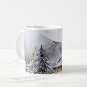 Caneca De Café Horário Noturno de inverno Aquarela