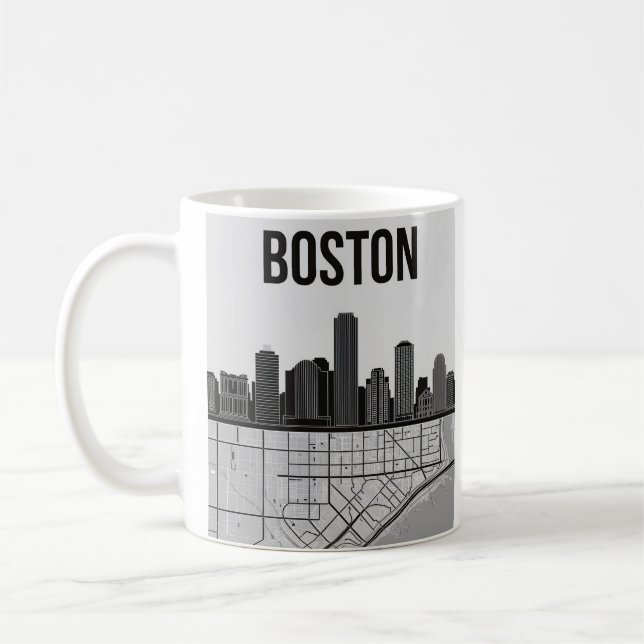 Caneca De Café Horizonte da Cidade de Boston Massachusetts Com Ma (Esquerda)