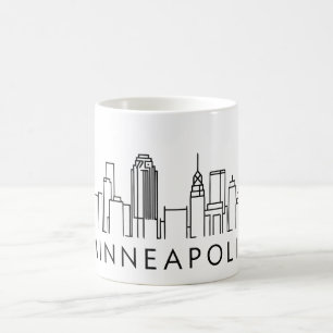 Caneca De Café Horizonte de Minneapolis – Design de Paisagem Urba
