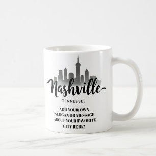 Caneca De Café Horizonte de Nashville Minimalista, Cidade do Tenn