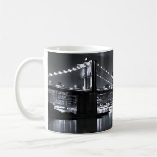 Caneca De Café Horizonte de Nova York Ponte de Brooklyn Monocromá