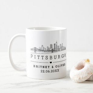 Caneca De Café Horizonte de Pittsburgh – Presente de casamento pe