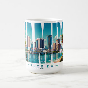Caneca De Café Horizonte de Tampa Flórida Nome da Cidade Viagens