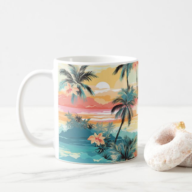 Caneca De Café Horizonte Suave da Ilha (Com Donut)
