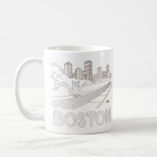 Caneca De Café Horizonte Urbano de Boston, Boston Ma EUA