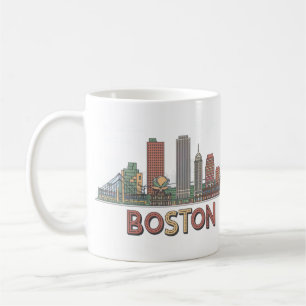 Caneca De Café Horizonte Urbano de Boston, Boston Ma EUA