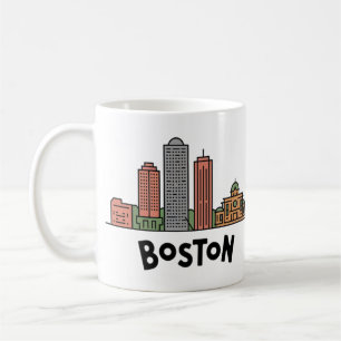 Caneca De Café Horizonte Urbano de Boston, Boston Ma EUA