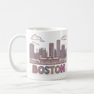 Caneca De Café Horizonte Urbano de Boston, Boston Ma EUA