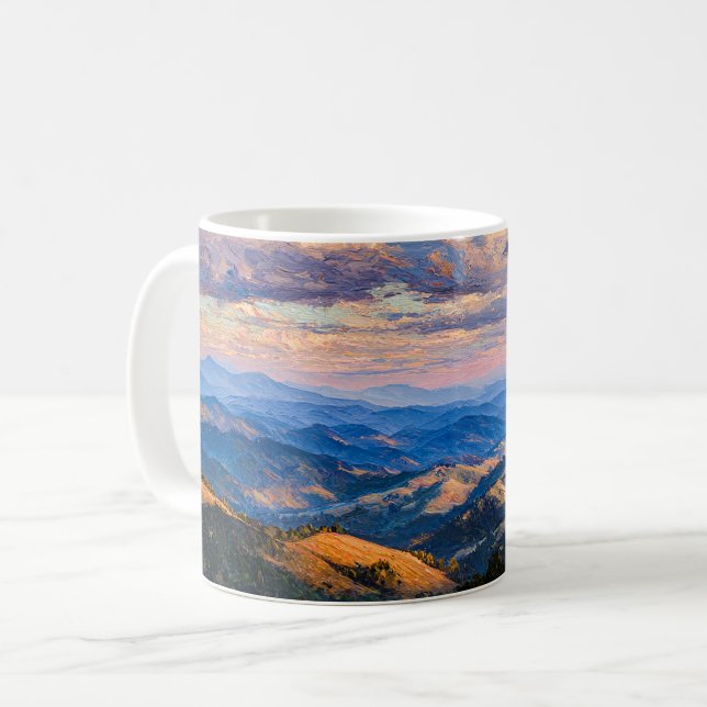 Caneca De Café Horizontes Azuis Infinitos (Frente Esquerda)