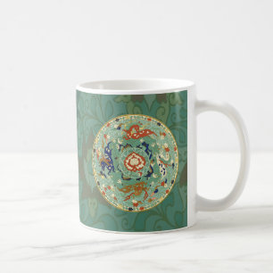 Caneca De Café Hormonas Aéreas do Mar Verde Azuis da China Vinta