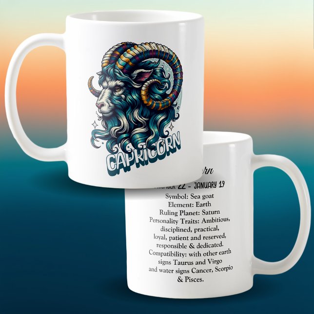Caneca De Café Horoscópio - Sinal Astrológico Capricórnio (Criador carregado)