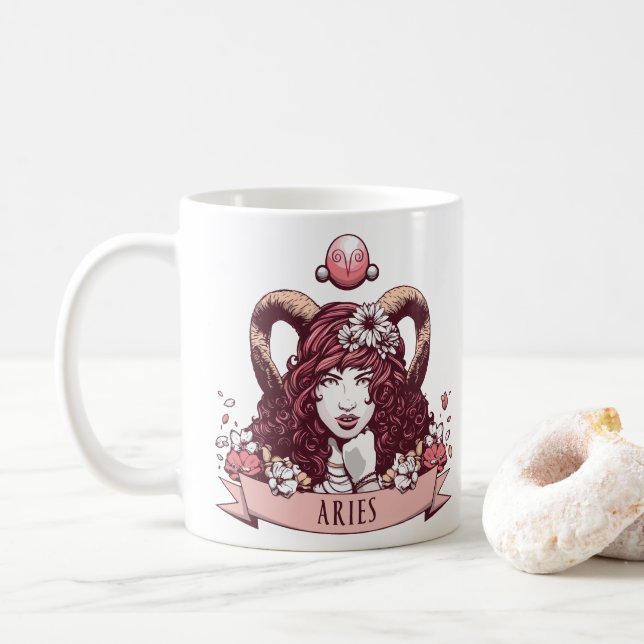 Caneca De Café Horóscopo - ÁRIES (Com Donut)